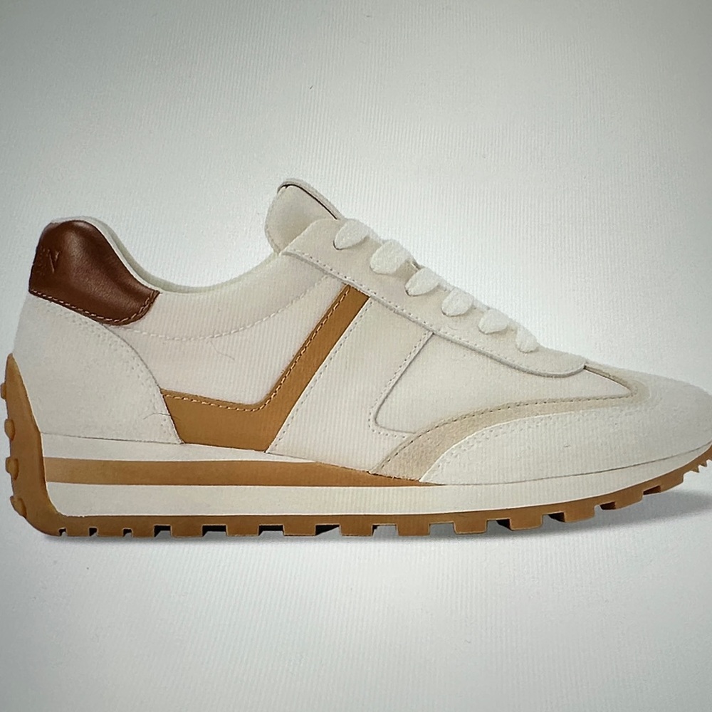 New in Box $155 Ralph Lauren Dani Cream and Tan Sneakers sz 9.5 - Picture 5 of 6